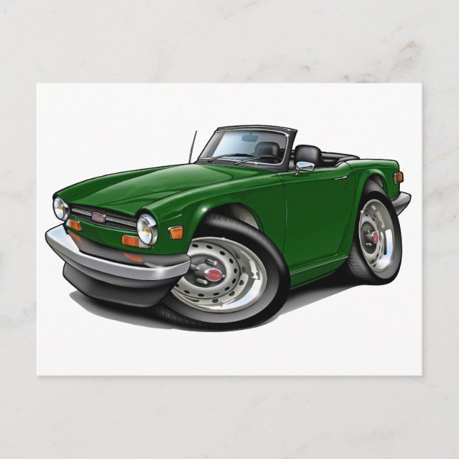 Cartão Postal Carro Verde Triumph TR6 (Frente)
