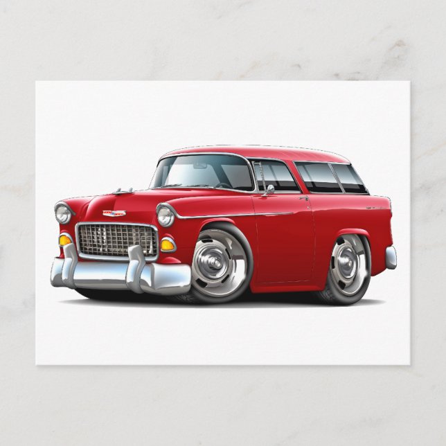Cartão Postal Carro Vermelho Chevy Nomad 1955 (Frente)