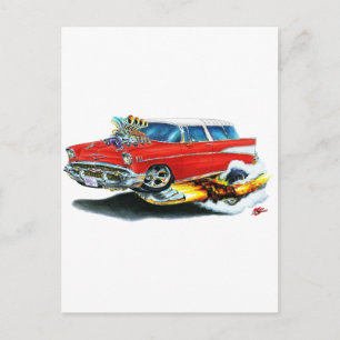 Cartão Postal Carro Vermelho Chevy Nomad 1957