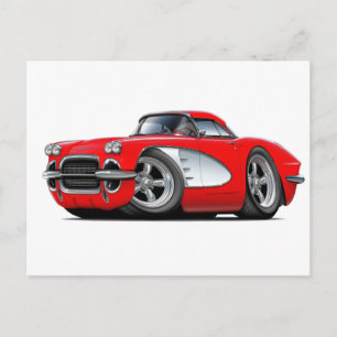 Cartão Postal Carro Vermelho Corvette 1961