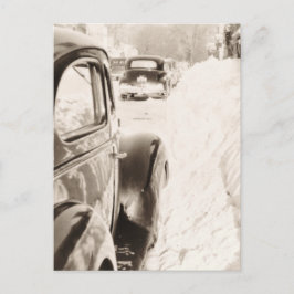 Cartão Postal Carro vintage antigo da neve profunda