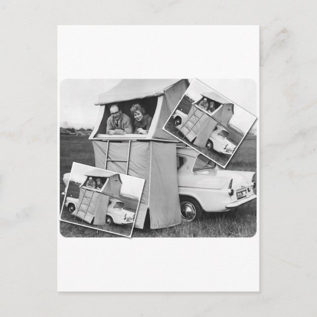 Cartão Postal Carro vintage Camping Caravan (Frente)