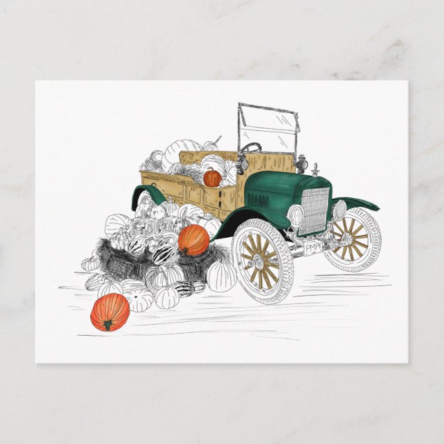 Cartão Postal Carro vintage Pumpkin Harvest (Frente)