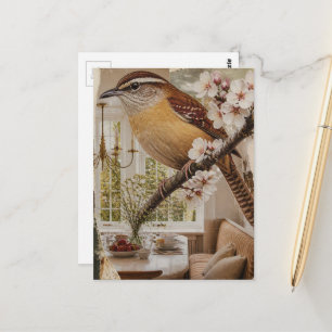 Cartão Postal Carroça na Sala de Jantar Colagem Surrealista