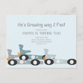 Cartão Postal Carros de Corrida Retro Festa de Aniversário Lua E