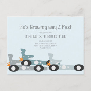 Cartão Postal Carros de Corrida Retro Festa de Aniversário Lua E