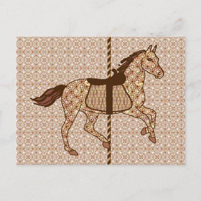 Cartão Postal Carrossel Horse - Castanho-chocolate e bronzeado (Frente)