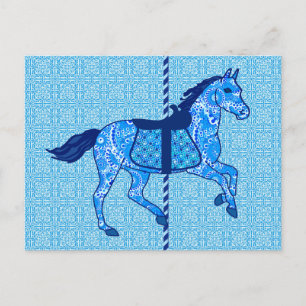 Cartão Postal Carrossel Horse - Cobalto e Azul-Céu