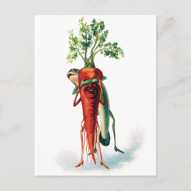Cartão Postal Carrot and Frog Funny Valentine (Frente)