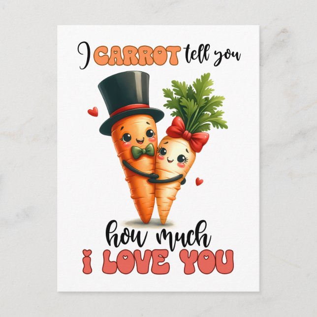 Cartão Postal Carrots Te Ama Namorados Punny (Frente)