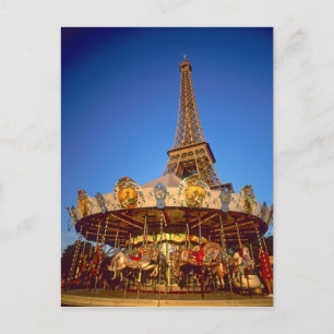 Cartão Postal Carrousel, Torre Eiffel, Paris, França
