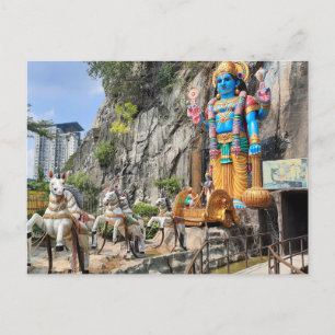 Cartão Postal Carruagem com estátua hindu na Caverna Ramayana