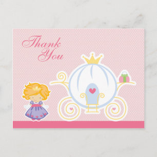 Cartão Postal Carruagem da princesa da garota bonita obrigado se