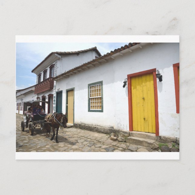 Cartão Postal Carruagem Em Uma Rua Parati, Brasil (Frente)