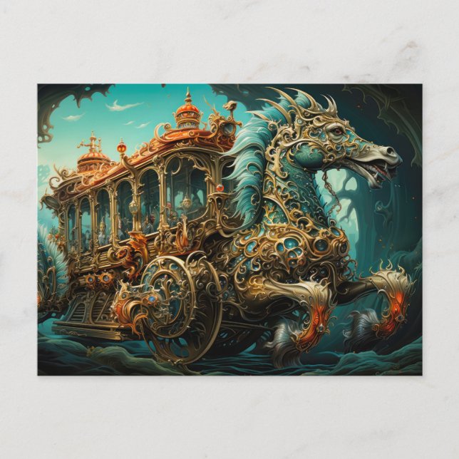 Cartão Postal Carruagems De Ornamentados De Pulverização De Cava (Frente)