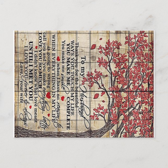 Cartão Postal Carta ao Meu Marido, Presente para a Nova Casa (Frente)