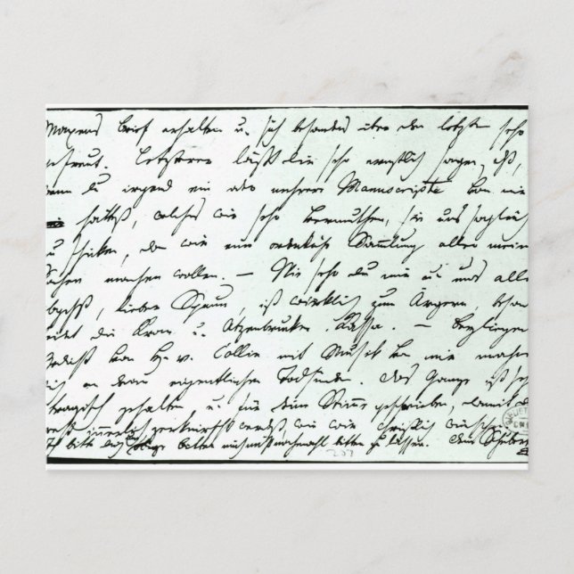 Cartão Postal Carta autografada de Franz Schubert (Frente)