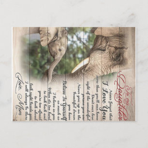 Cartão Postal Carta de Mãe para Filha, Presente de Aniversário d