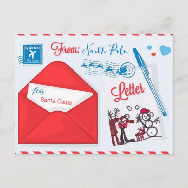 Cartão Postal Carta de Natal a Papai Noel (Frente)