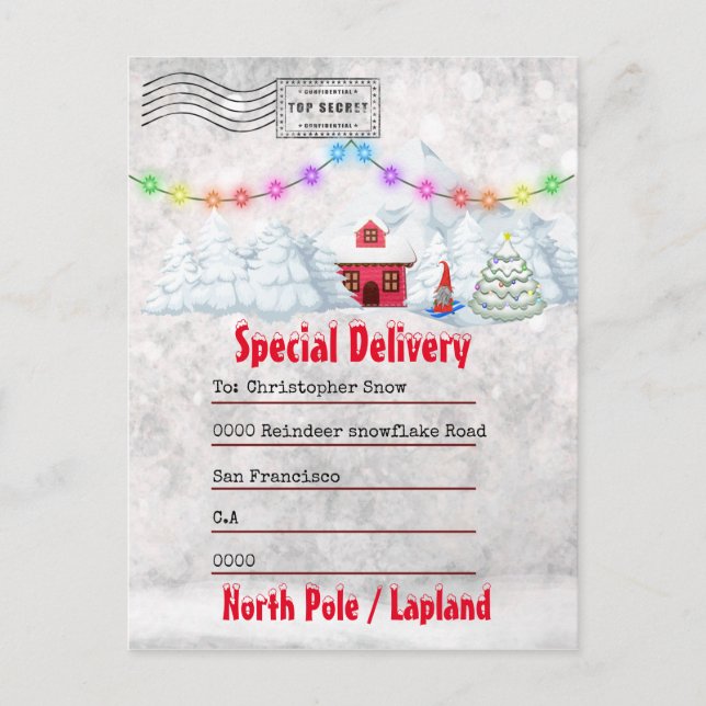 Cartão Postal Carta de Tomte | planície de inverno de cabine de  (Frente)