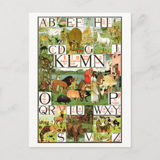 Cartão Postal Carta do alfabeto de ABC de Noah em inglês para