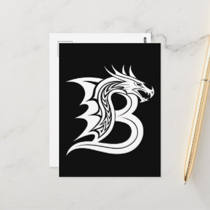 Cartão Postal Carta Estilizada com Dragão B, Alfabeto de Dragão,
