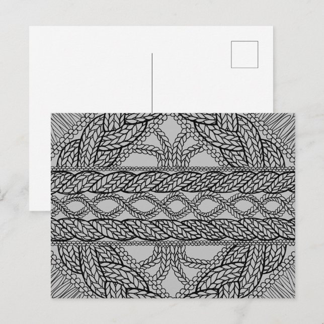 CARTÃO POSTAL CARTA ILUSTRADA II COM FITAS CINZAS TECIDAS (Frente/Verso)