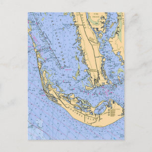 Cartão Postal Carta Náutica de Sanibel Captiva - Flórida em Post