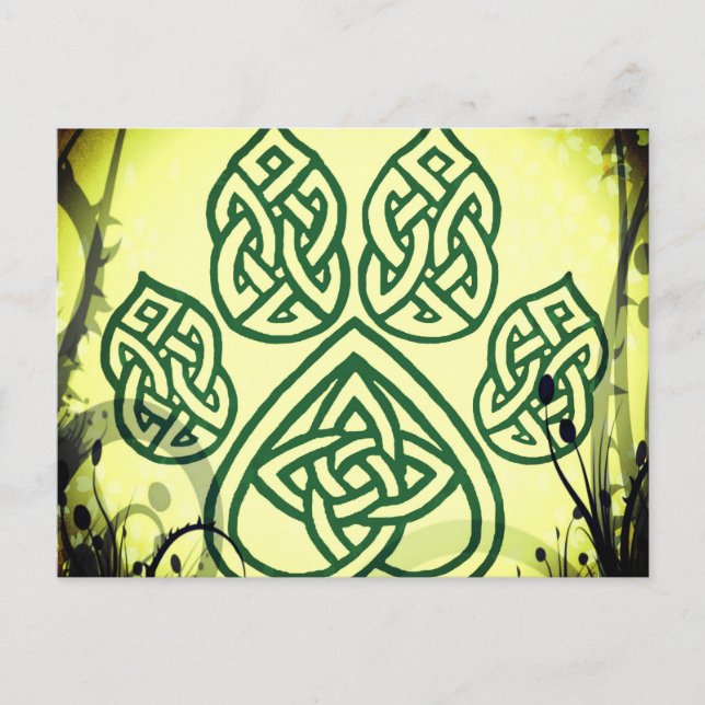 Cartão Postal Carta, nó celta, pata, cão (Frente)