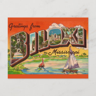 Cartão Postal Carta Postal Antiga Cumprimentos Biloxi Miss