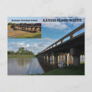 Cartão Postal Carta postal da enchente de Kansas e água normal.