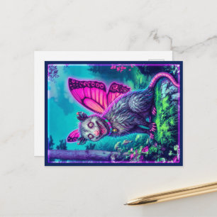 Cartão Postal Carta Postal Fantasia de Gambá com Asa de Borbolet