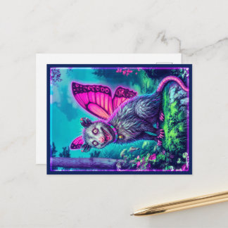 Cartão Postal Carta Postal Fantasia de Gambá com Asa de Borbolet