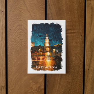 Cartão Postal Cartagena à Noite Vista da Cidade da Colômbia