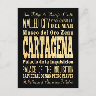 Cartão Postal Cartagena Cidade da Colômbia - Arte Tipográfica