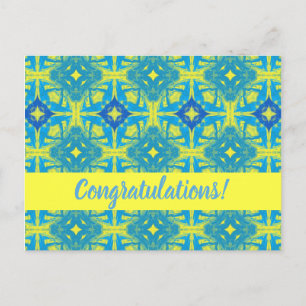 Cartão Postal Cartão-postal Abstrato azul e amarelo