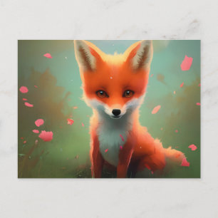 Cartão Postal Cartão-postal Adorável Bebê Vermelho Fox
