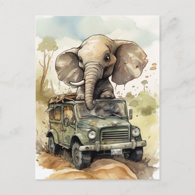 Cartão Postal Cartão-postal Afafricano do Elefante Safari (Frente)
