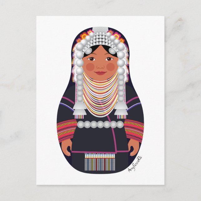 Cartão Postal Cartão-postal Akha da Tailândia Matryoshka (Frente)