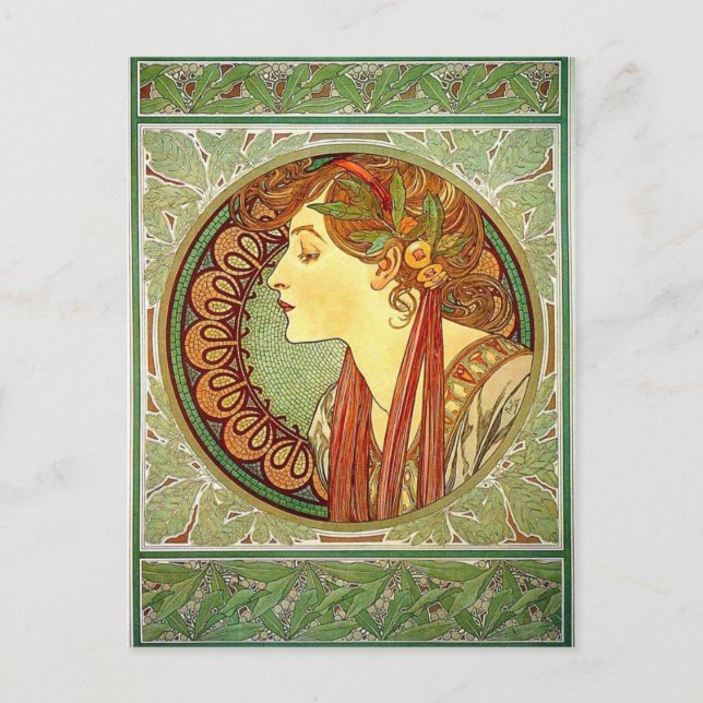 Cartão Postal Cartão-postal Alphonse Mucha Art Nouveau (Frente)