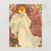Cartão-postal Alphonse Mucha Lady do Camelias