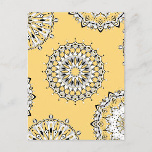 Cartão Postal Cartão-postal Amarelo Mandalas 1