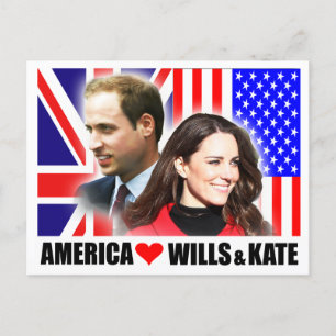 Cartão Postal Cartão-postal América Loves Wills & Kate