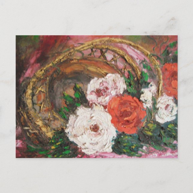 Cartão Postal Cartão-postal Ann Hayes - Cesto da Flor de Pintura (Frente)