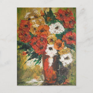 Cartão Postal Cartão-postal Ann Hayes, Pintando Flores Vermelha