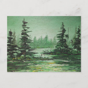 Cartão Postal Cartão-postal Ann Hayes pintando uma floresta verd