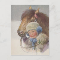 Cartão-postal Antico Vintage Childs Memory Pony Ho