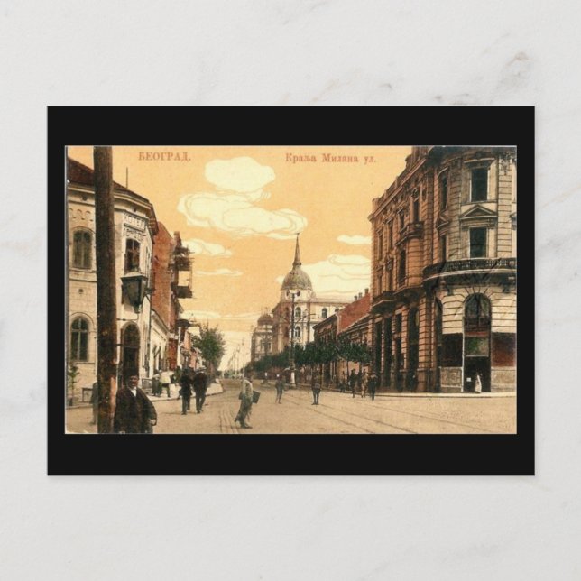 Cartão Postal Cartão-postal antigo, Belgrado, Rua Krala Milana (Frente)