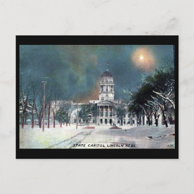 Cartão Postal Cartão-postal antigo - Capitólio estatal, Lincoln, (Frente)