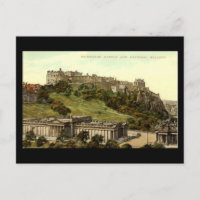 Cartão-postal antigo, Castelo de Edimburgo e Galer